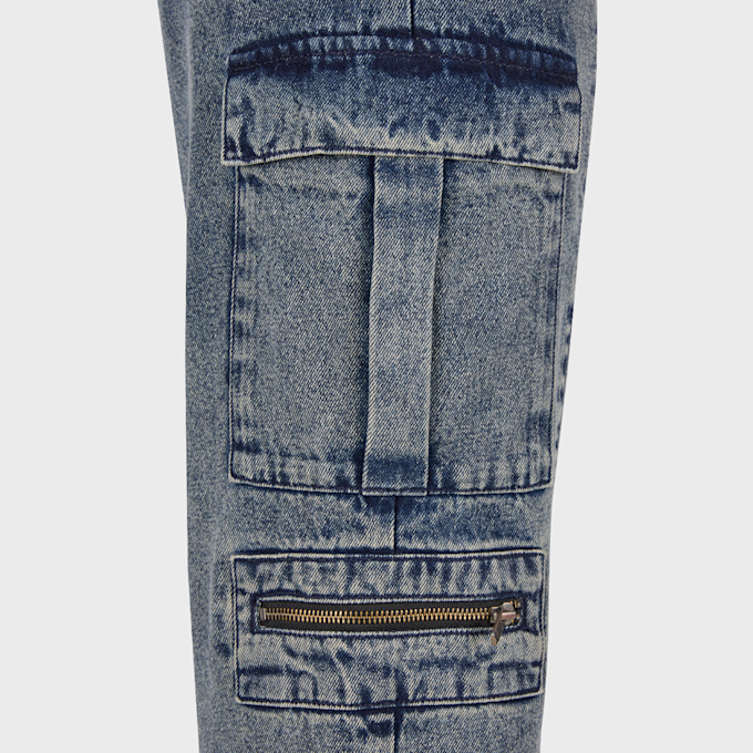 Urban Classics Ladies Loose Utility Denim Pants dirty washed blauw 33407 3