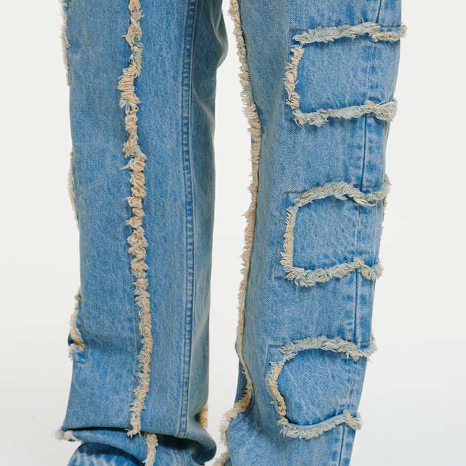 2Y STUDIOS Kosa Destroyed Straight Jeans niebieski 44350 3