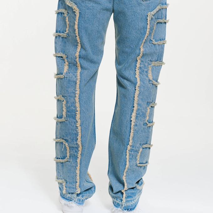 2Y STUDIOS Kosa Destroyed Straight Jeans plava 44350 5