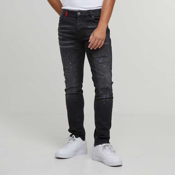 2Y STUDIOS Leonardo Ripped Slim Fit Jeans czarny 44355 1