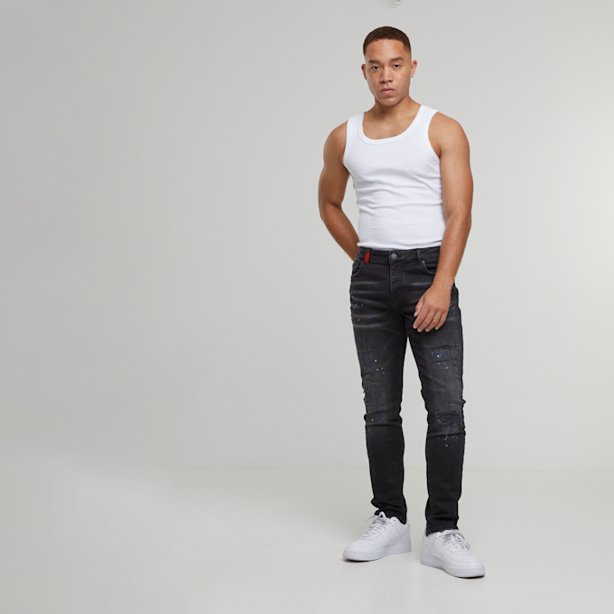 2Y STUDIOS Leonardo Ripped Slim Fit Jeans crna 44355 5