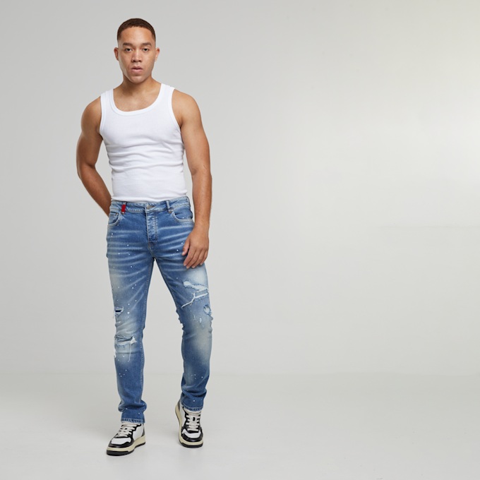 2Y STUDIOS Victor Ripped Slim Fit Jeans plava 44356 5