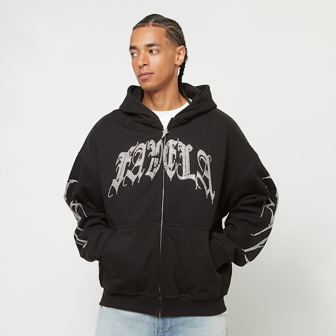 FAVELA Ribcage Rhinestone Frontzip crna 41557 1