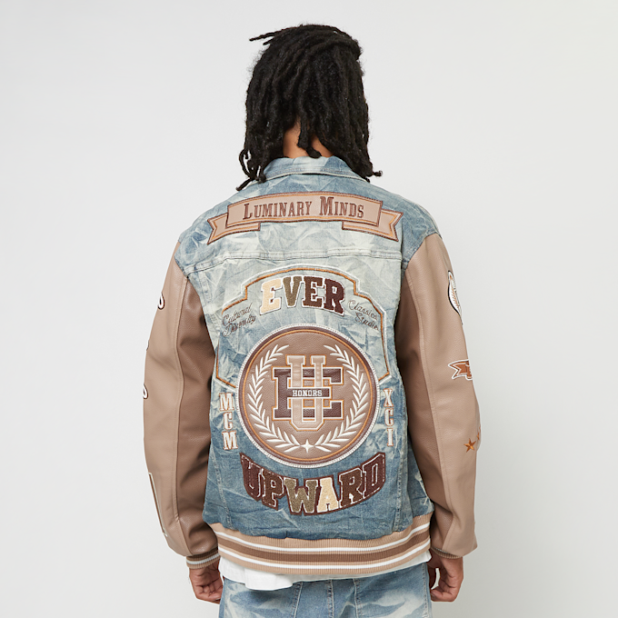 Smoke Rise Varsity Polyurethan Sleeve Denim Jacket niebieski 46372 2