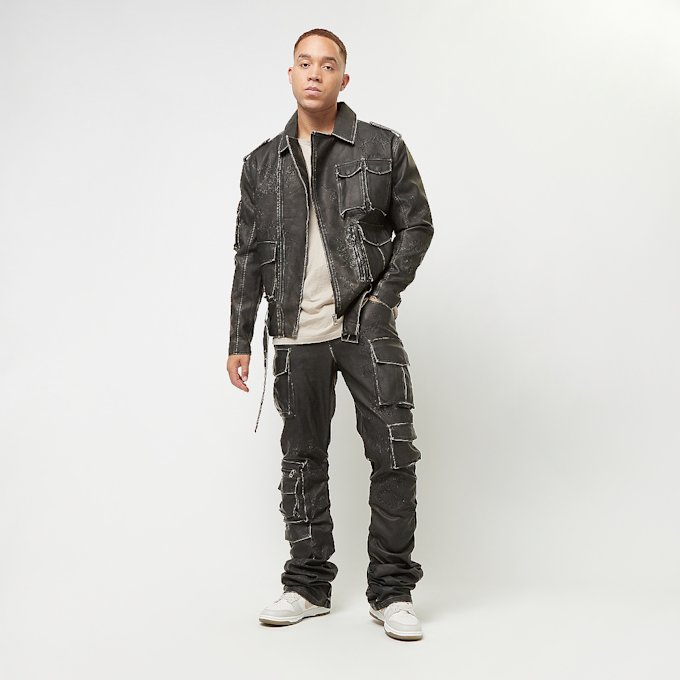 Smoke Rise Washed Vegan Leather Utility Pants crna 44150 7