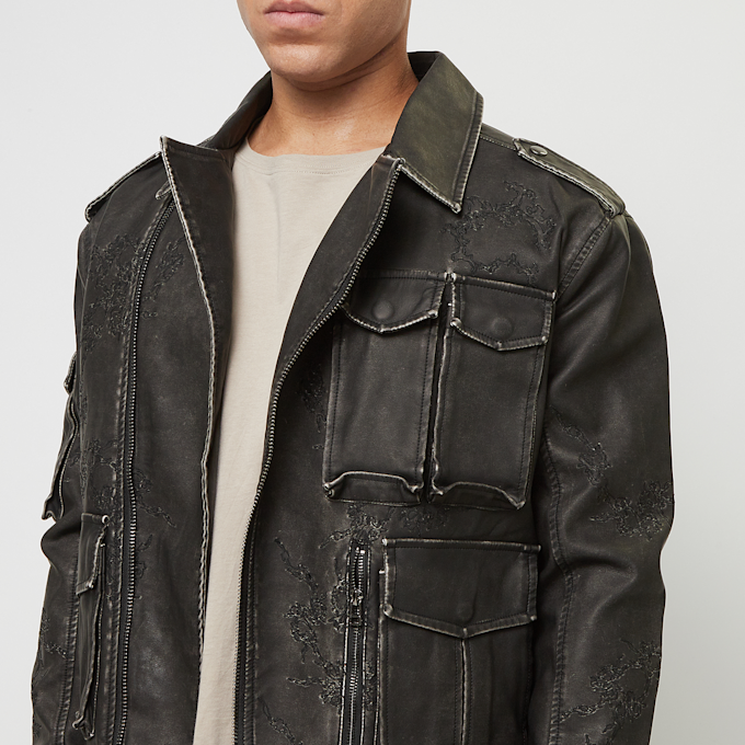 Smoke Rise Washed Vegan Leather Biker Jacket preto 46735 3