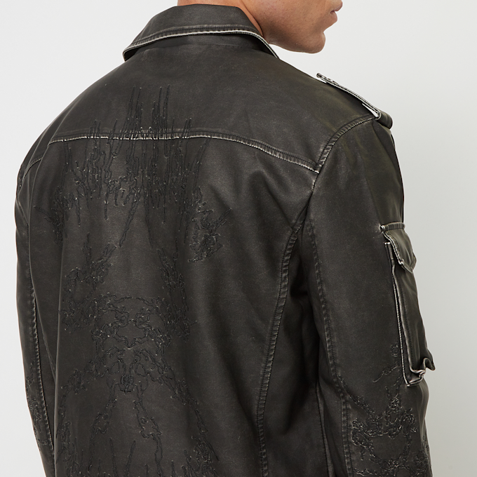 Smoke Rise Washed Vegan Leather Biker Jacket noir 46735 6