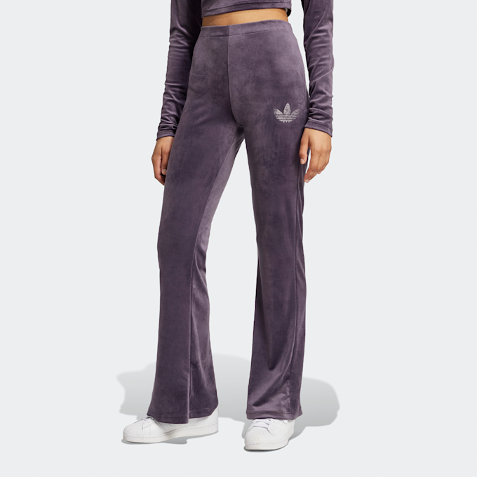 adidas Originals Velvet Rhinestone Trefoil Hose fioletowy 40113 1