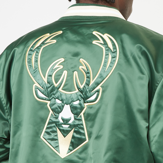 New Era Milwaukee Bucks NBA Satin Bomberjacket vert 45846 5