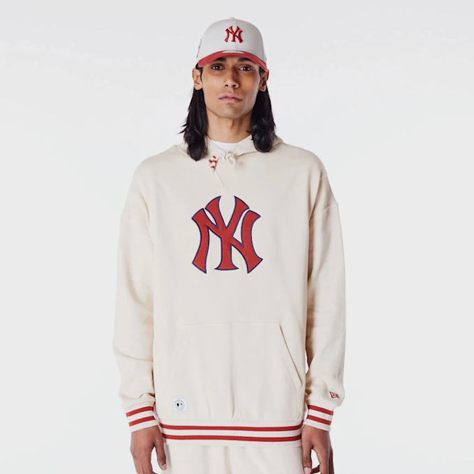 New Era MLB RIB INFILL OS HOODIE new york yankees ltcinr beige 44403 1