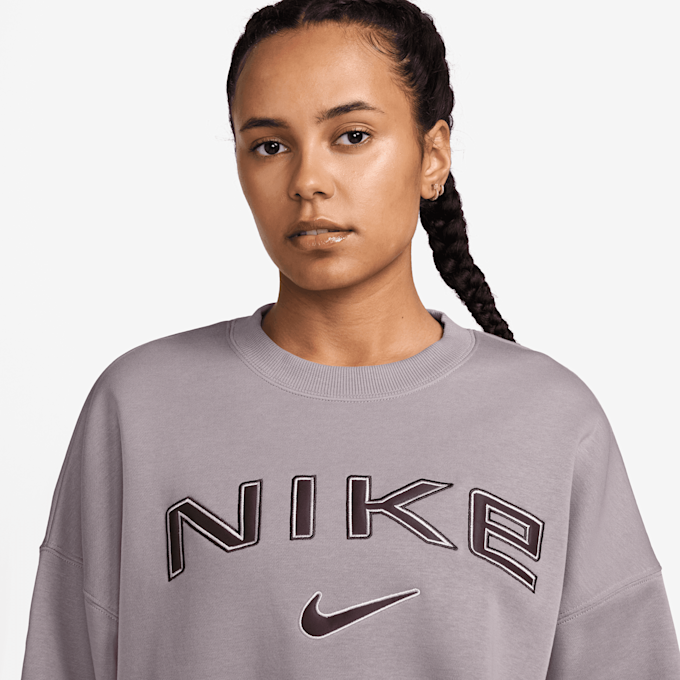 Nike W NSW PHNX FLC OOS LOGO CREW lt violet ore/burgundy crush ljubičasta 45215 3