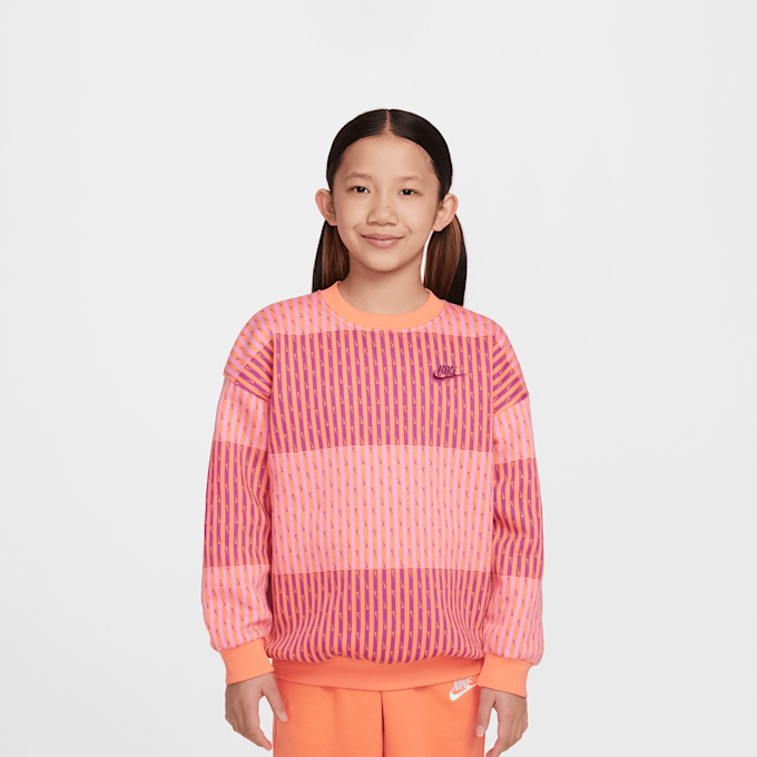 Nike Sportswear Club Fleece Oversized Crew All Over Print różowy 45698 1