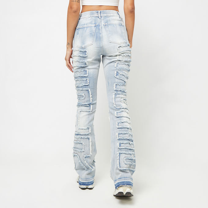 Smoke Rise Fray Denim Stack Pants niebieski 40122 2