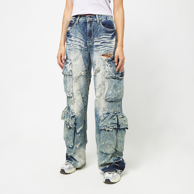 Smoke Rise Distressed High Rise Wide Leg blau 40123 1