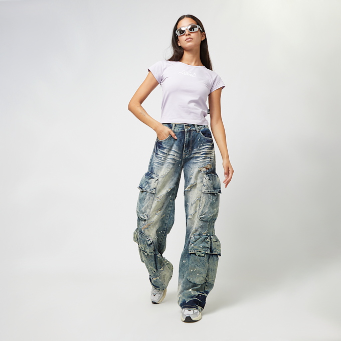 Smoke Rise Distressed High Rise Wide Leg niebieski 40123 5