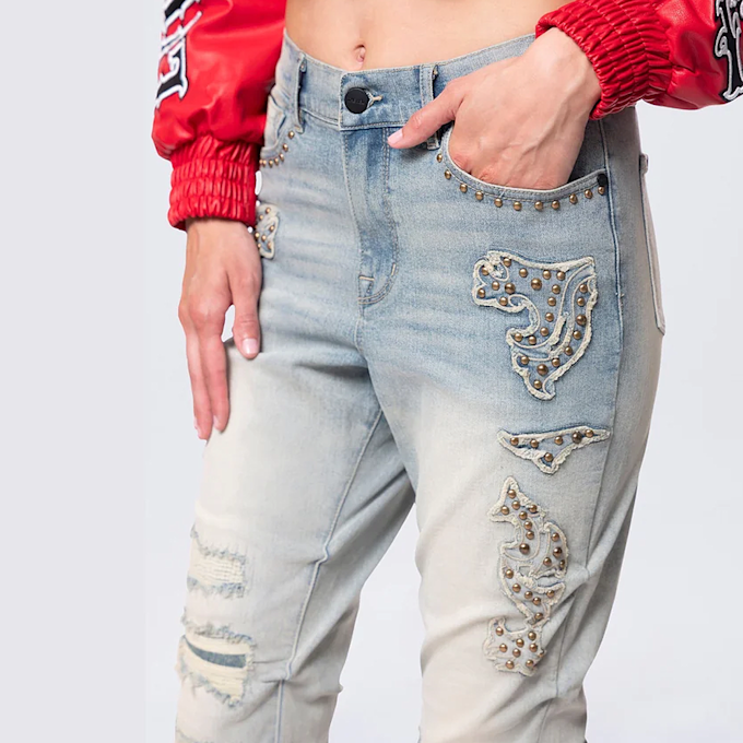 Smoke Rise High Rise Stacked Western Jeans blu 40365 4