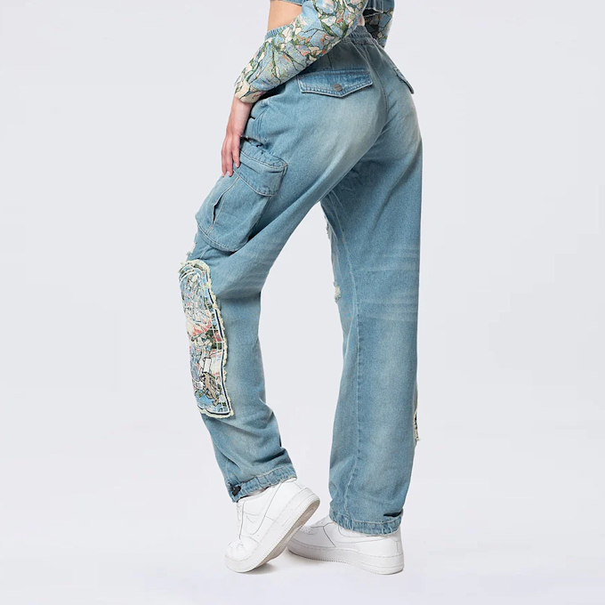 Smoke Rise Straight Tapestry Jeans niebieski 40362 2