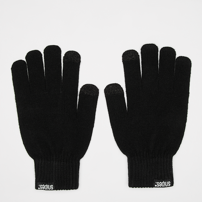 SNIPES Woven Basic Logo Knitted Gloves black czarny 40606 1