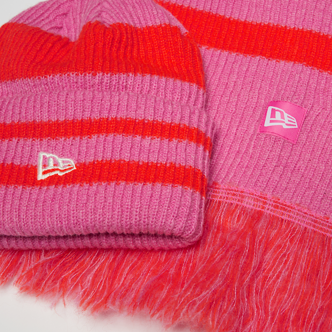 New Era Stripe Scarf Beanie Set (2 Piece) wielokolorowy 41482 3