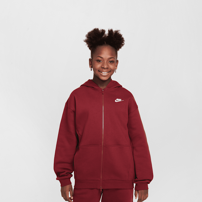 Nike Sportswear Club Fleece Oversized Full-Zip Hoodie czerwony 42303 1