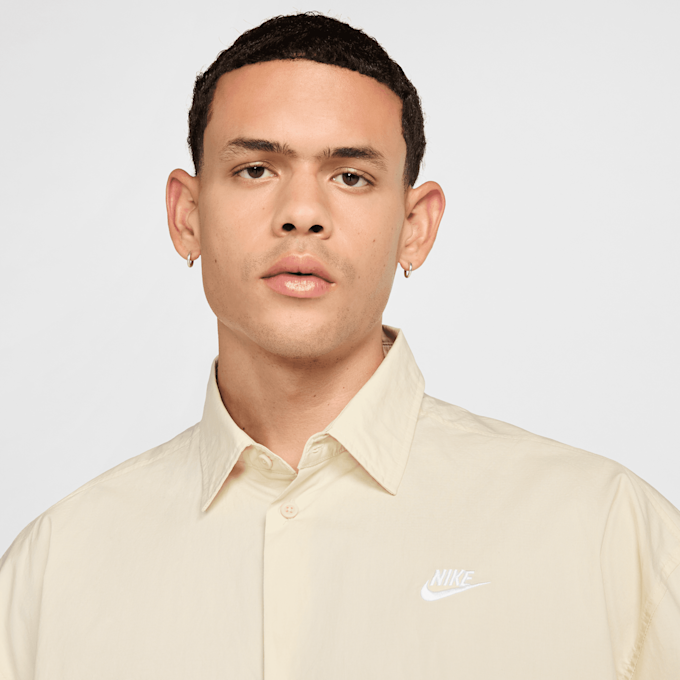 Nike Club Short Sleeve Buttoned Oversized Shirt beige 42650 3