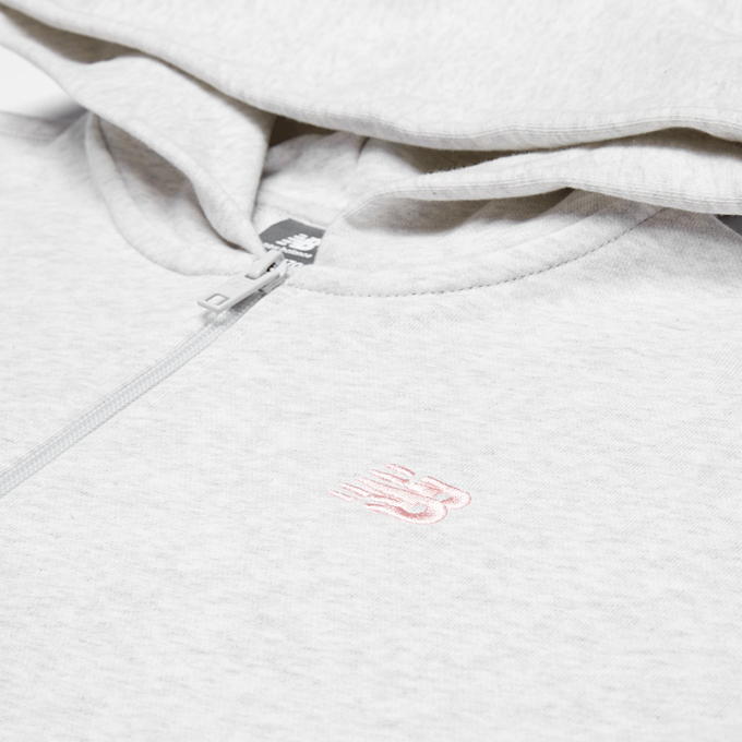 New Balance French Terry Small Logo Full Zip Hoodie grijs 45246 3
