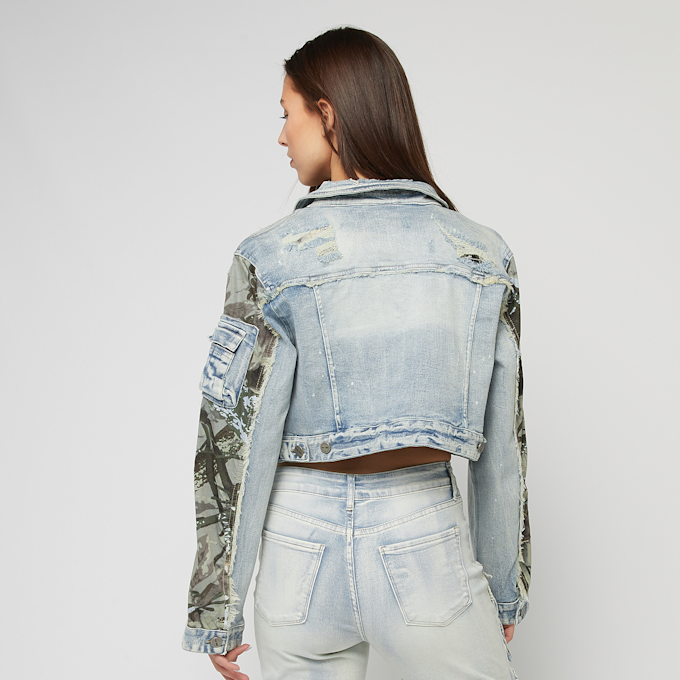 Smoke Rise Denim Trucker Nylon Mixed Media Jacket niebieski 45411 2