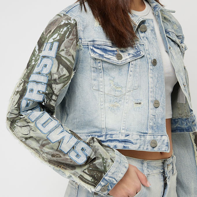 Smoke Rise Denim Trucker Nylon Mixed Media Jacket niebieski 45411 3