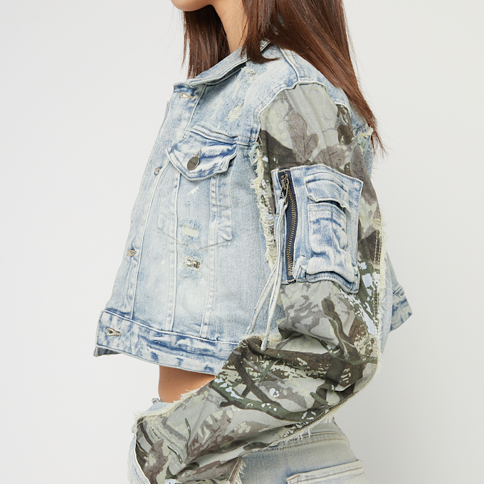 Smoke Rise Denim Trucker Nylon Mixed Media Jacket azul 45411 5