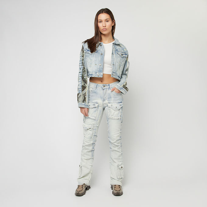 Smoke Rise Denim Trucker Nylon Mixed Media Jacket plava 45411 6