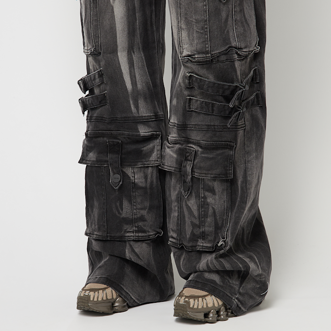 Smoke Rise High Rise Multi Cargo Wide Leg Jeans grigio 45397 6