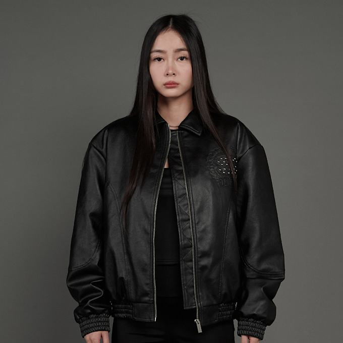 SNIPES S Emblem Wavy Cut PU Jacket preto 45600 2