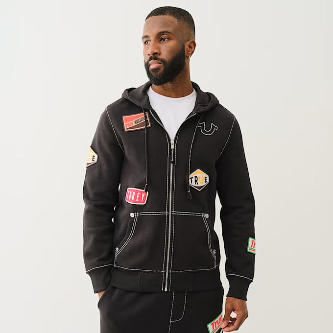 True Religion Patch Big-T Zip Hoodie negro 46971 1
