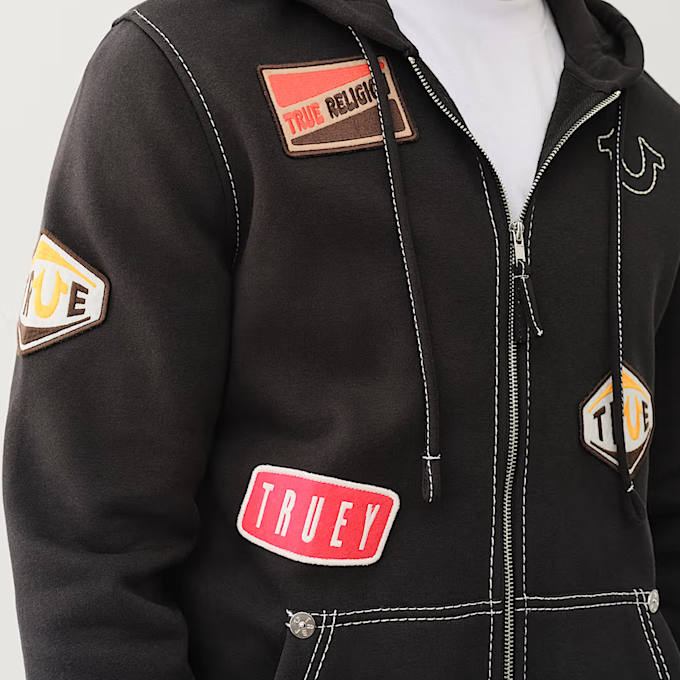 True Religion Patch Big-T Zip Hoodie negro 46971 3