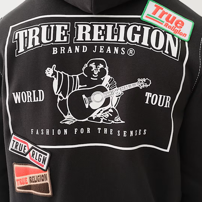 True Religion Patch Big-T Zip Hoodie negro 46971 4