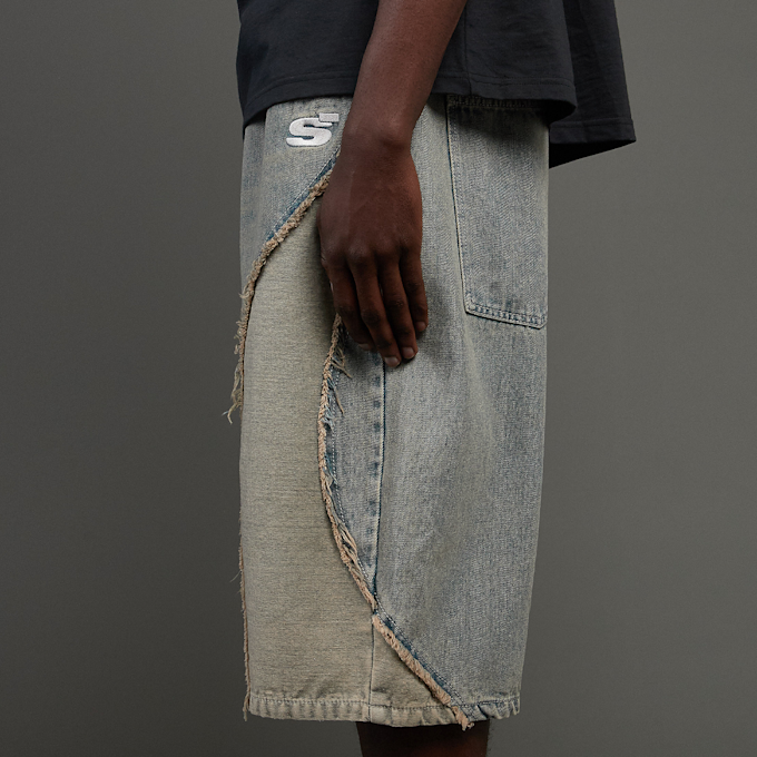 SNIPES S Cube Inside Out Baggy Denim Shorts bleu 45870 4