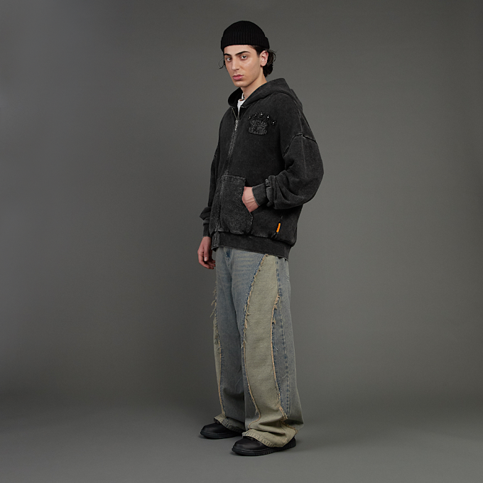 SNIPES S Emblem Inside Out Oversized Zip Hoodie noir 45909 7