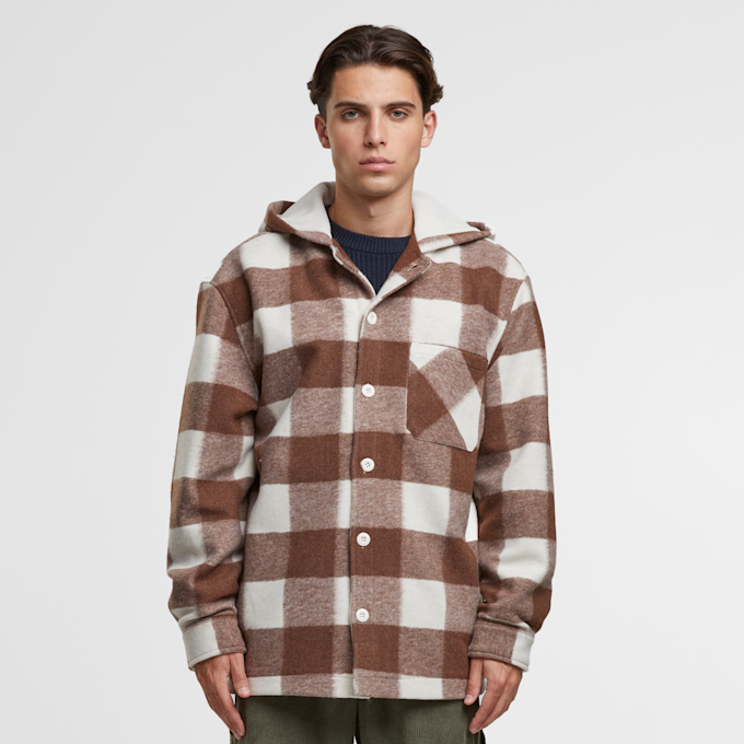 Urban Classics Big Check Jacket With Hood bruin 46417 1