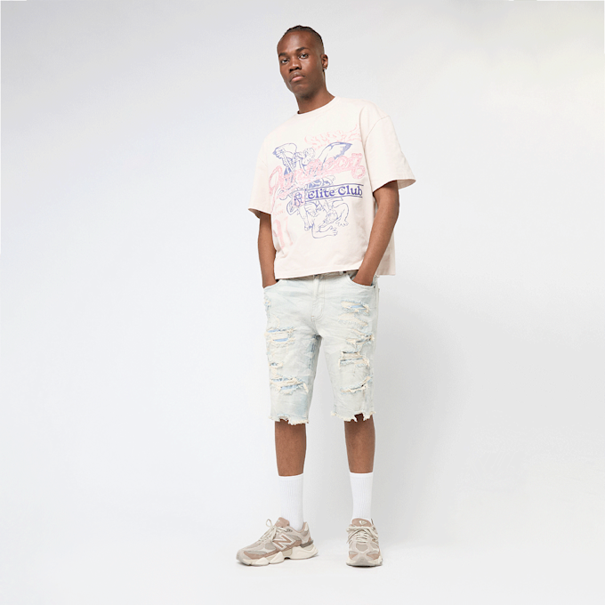 Smoke Rise Distressed Rip & Repair Denim Shorts blau 47218 5