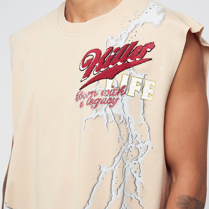 Smoke Rise Rhinestone Killer Life T-Shirt beige 47216 3