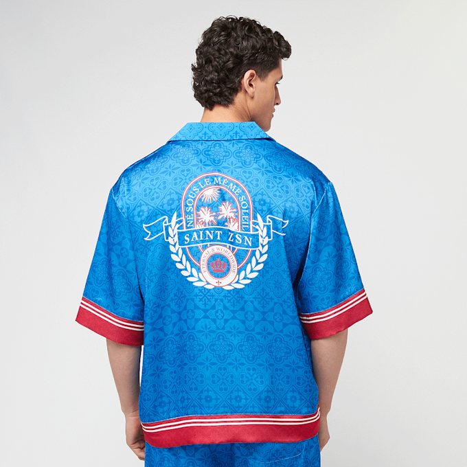 zəяo si:x nœf Primary Logo Ornament Resort Shirt blu 47268 1