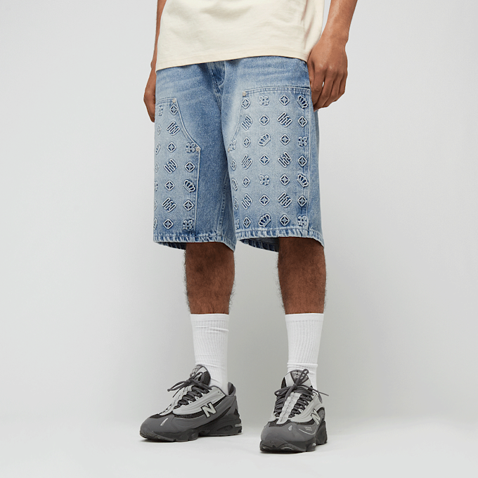 zəяo si:x nœf Primary Logo Embossed Denim Shorts niebieski 47272 1
