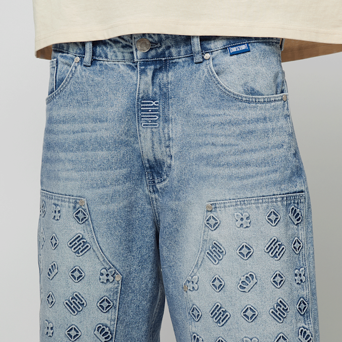 zəяo si:x nœf Primary Logo Embossed Denim Shorts bleu 47272 3