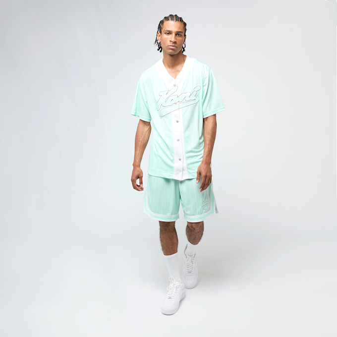 Karl Kani Varsity Logo Pinstripe Baseball Shirt tirkizna 47360 4