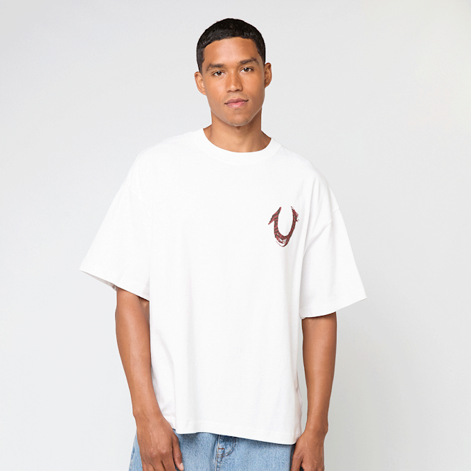 True Religion Painted Horseshoe Oversized Tee branco 49266 2