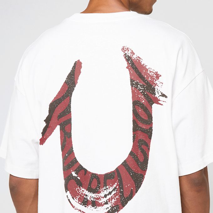 True Religion Painted Horseshoe Oversized Tee blanco 49266 4