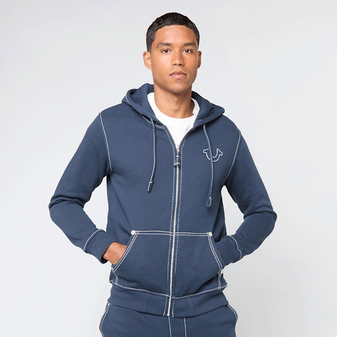 True Religion Big T Zip Up Hoodie blu 49280 2