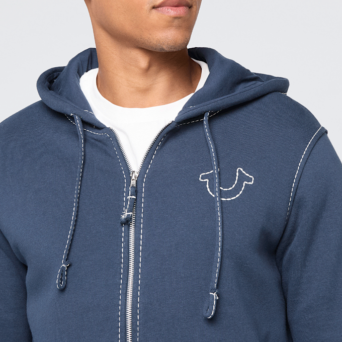 True Religion Big T Zip Up Hoodie blauw 49280 3