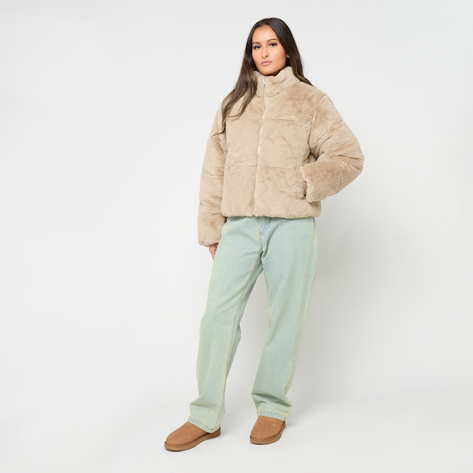 Urban Classics Ladies Short Faux Fur Puffer Jacket beż 61395 4