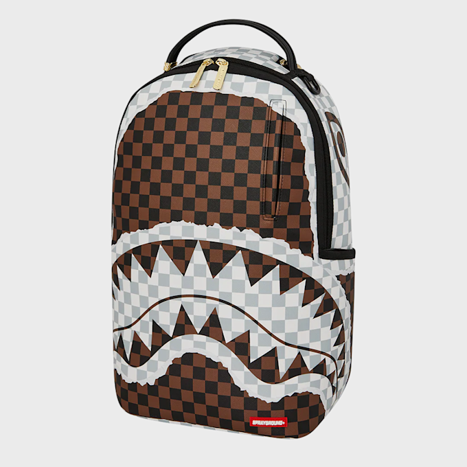 SPRAYGROUND Cream and Brown Tear Check Backpack bruin 92721 2